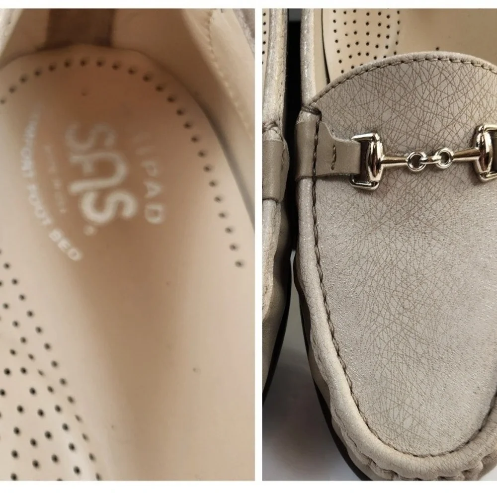 SAS Shoes Tripad Comfort Footbed Loafers Womens Size 12 N Beige Leather Slip On‎